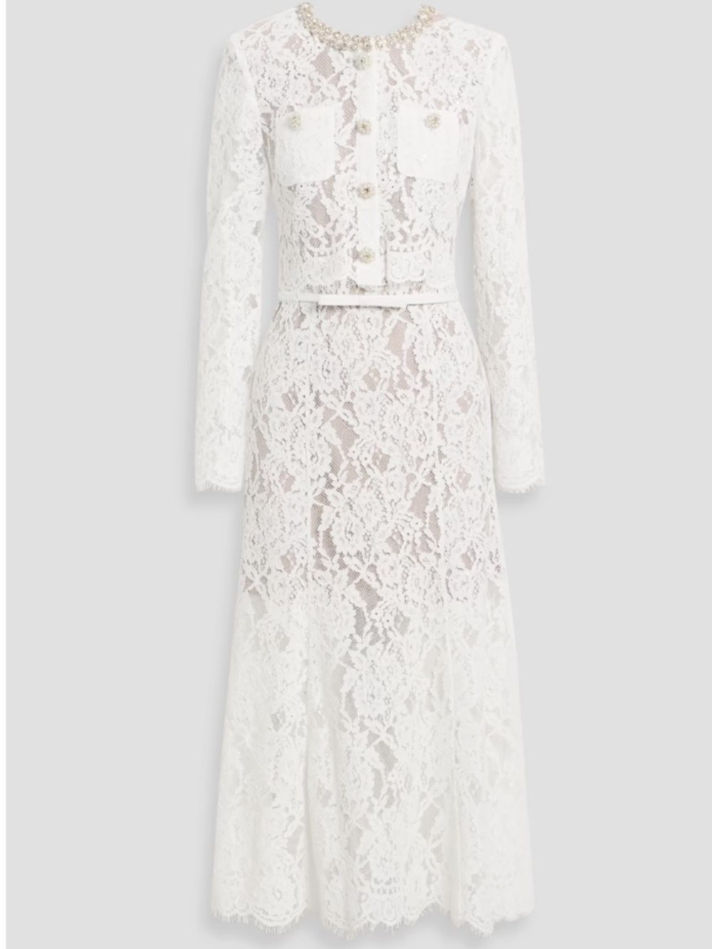 SELF-PORTRAIT Embellished layered corded lace midi dress Size 6